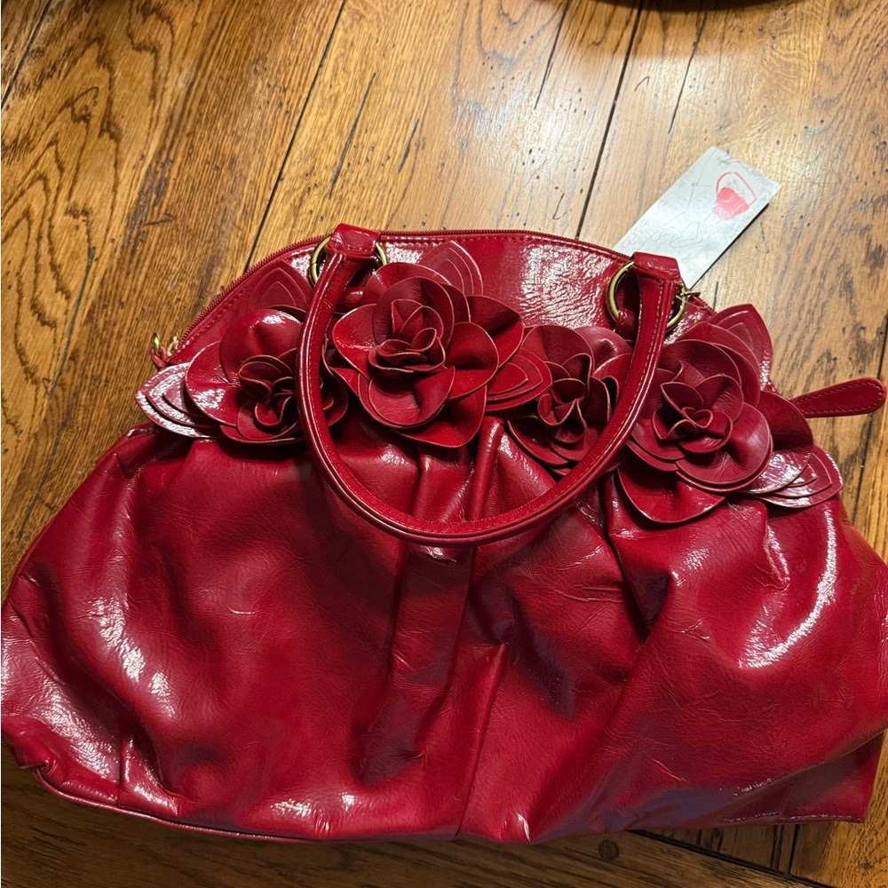 Vintage Big Buddha Red Paten Floral Bag. Circa 2009